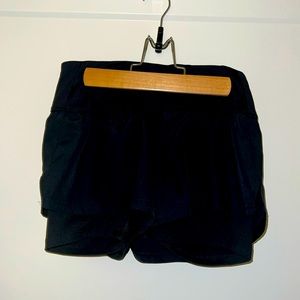 Running shorts with spandex.